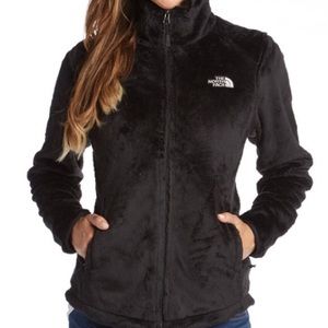 Black fuzzy NorthFace jacket